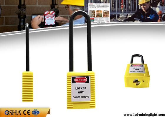 Comprimento amarelo dos cadeado 76mm Sahckle do fechamento da segurança da etiqueta do PVC do inglês da cor