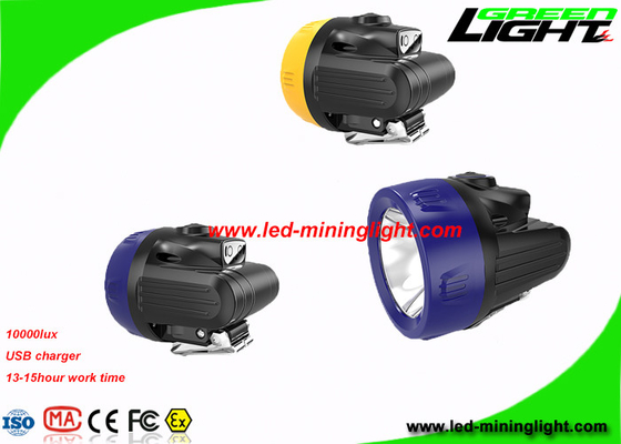 Peso leve 10000 Lux Economic Coal Mining Headlamp com feixe alto do carregador de USB baixo