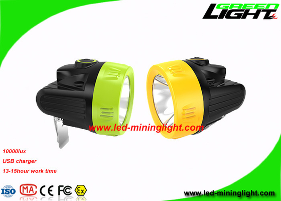 Peso leve 10000 Lux Economic Coal Mining Headlamp com feixe alto do carregador de USB baixo