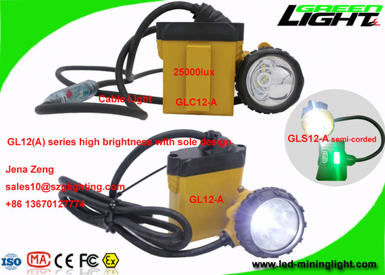 Brilho alto 25000 Lux Miners Helmet Light com função de advertência da baixa potência do SOS
