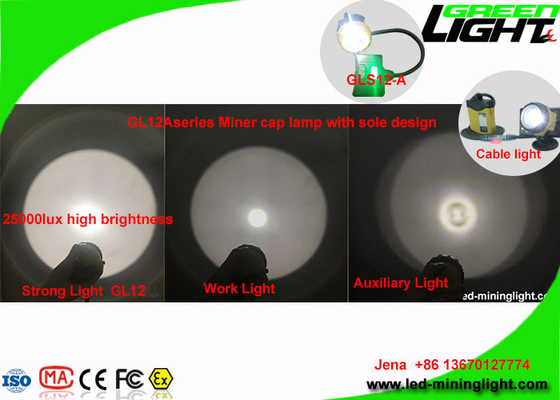 Brilho alto 25000 Lux Miners Helmet Light com função de advertência da baixa potência do SOS