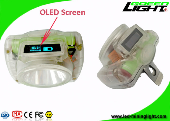 Lâmpada de tampão sem corda da tela de OLED, 13000 IP 68 da bateria de Lux Led Mining Headlamp 6.2Ah