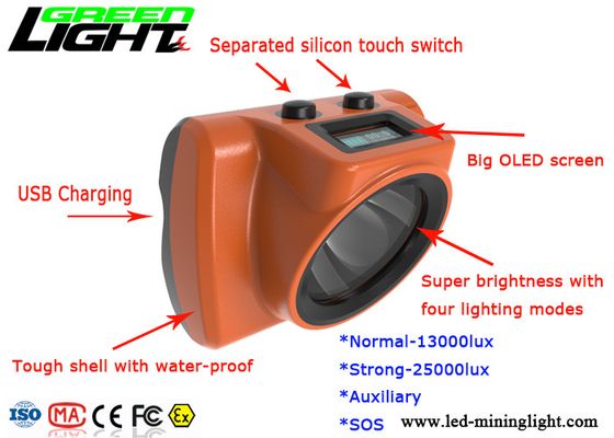 CE resistente forte super da lâmpada 3.7v Shell Body do capacete de segurança dos mineiros 18000lux habilitado