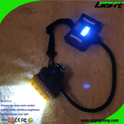 poder superior 1.7W Ip68 das luzes do tampão da mineração da bateria de 6.8Ah Panasonic para capacetes de segurança