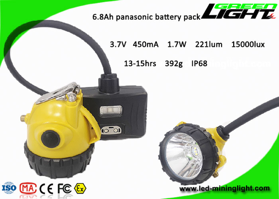 a lâmpada de tampão 6.8Ah da mineração do diodo emissor de luz de 450mA 221lum 15000lux 3.7V conduziu o farol de mineração