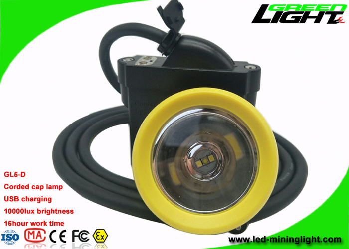 Brilho principal amarelo/verde do carregador de mineração amarrado de USB da lâmpada de tampão da moldura 10000lux