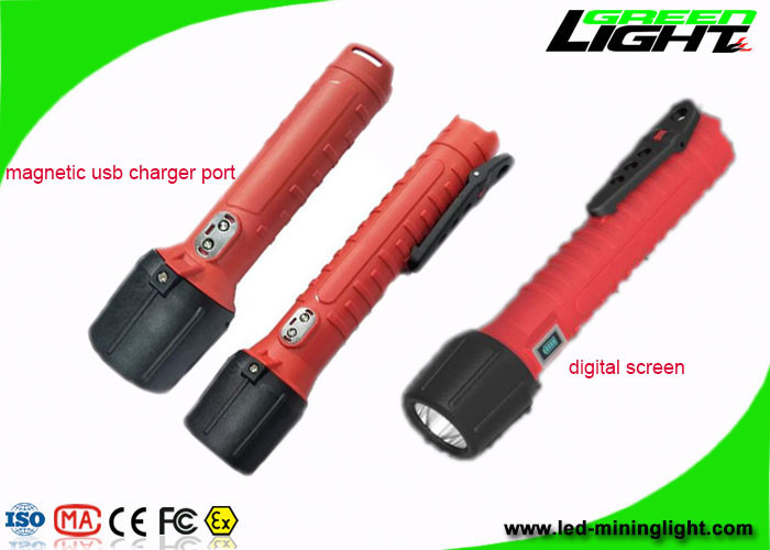 Lanterna LED 1300Lum Lanterna USB Recarregável Tela Digital IP68 Anti Explosivo Lanterna Led para Exterior